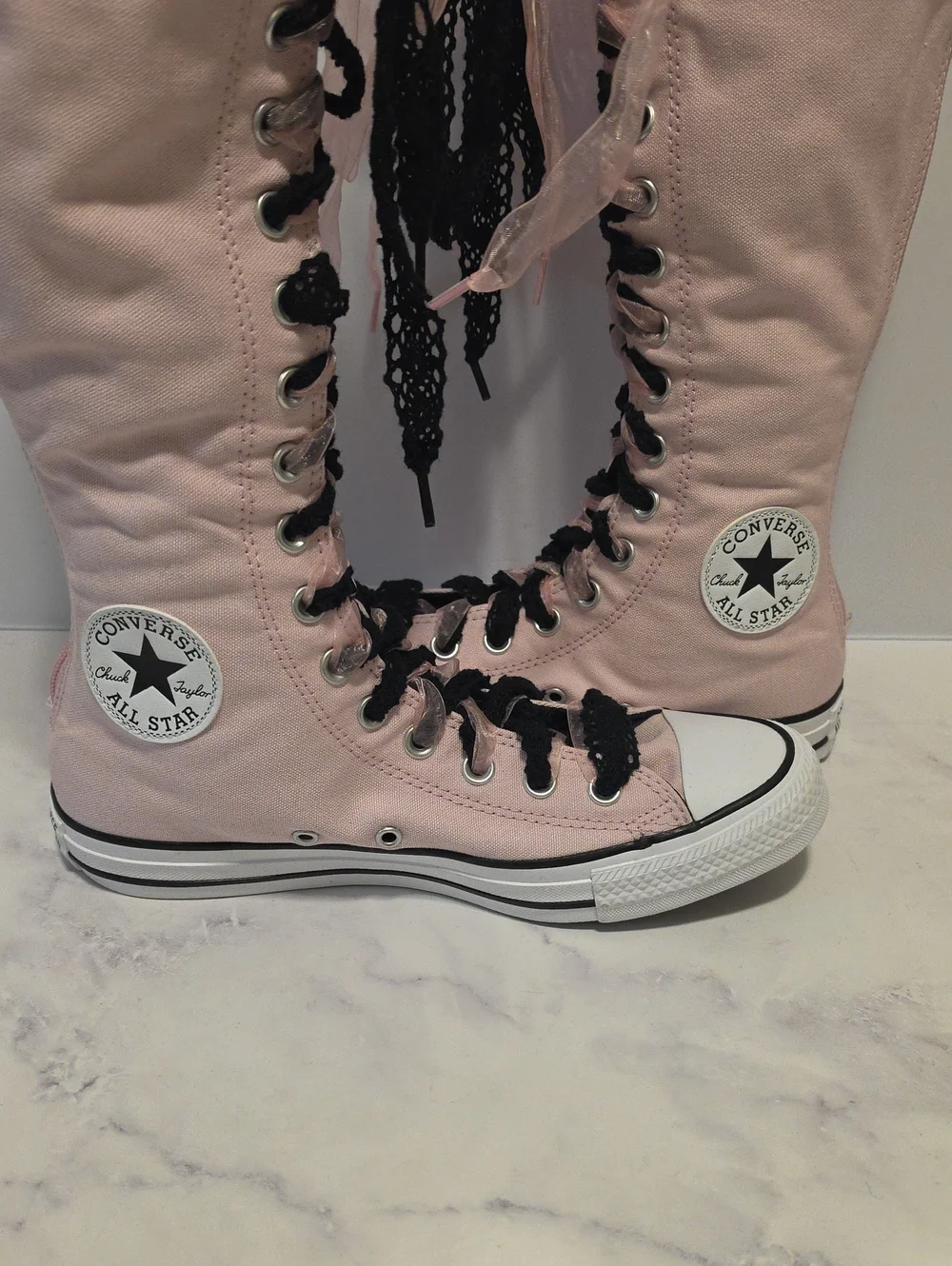 Converse All Star Light Pink Knee-High Lace-Up Canvas Sneakers Brand New No Tag